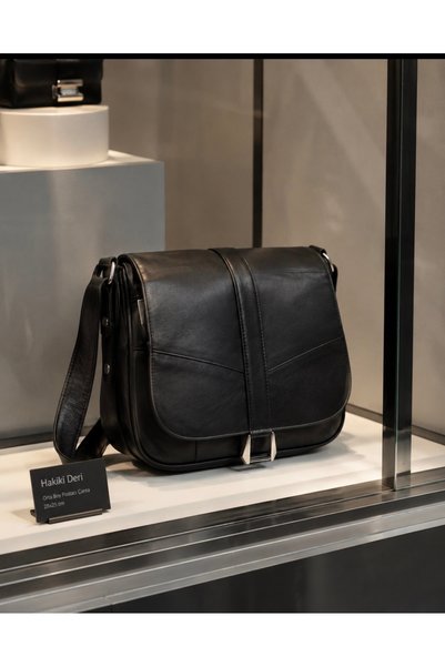 atter Genuine Leather Buckled Black Bag (28CM X 25CM)