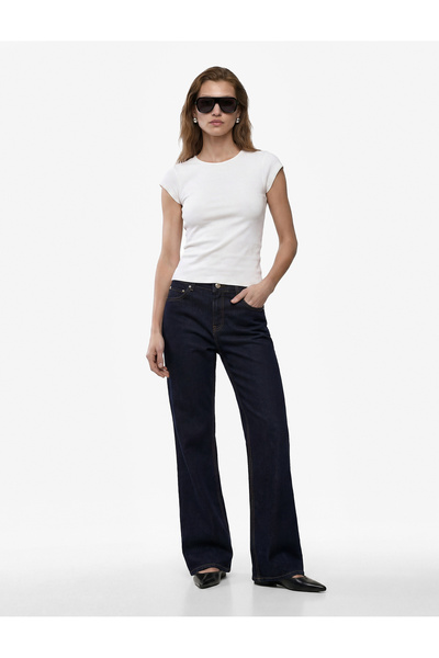 Koton Slim Fit Ribbed Cap Sleeve Blouse with Stitching Detail