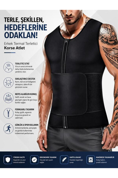 Ankaflex Unisex Vücut Şekillendirici Sauna Yeleği Kemerli Toparlayıcı Korse Ü...