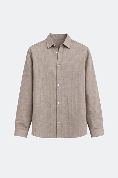 VAMOSCLO Textured Linen Look Oversize Shirt Gray