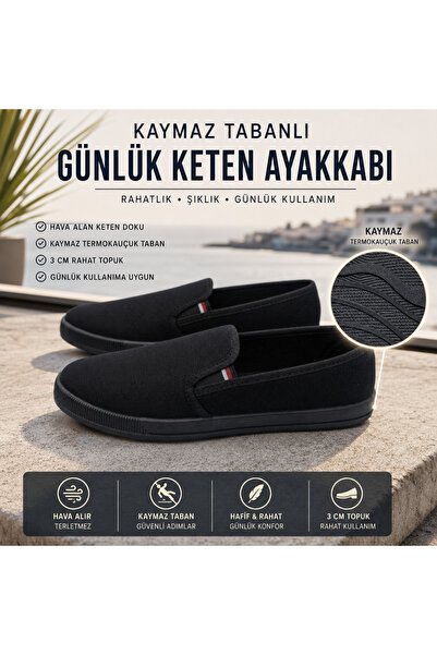 ÇİĞDEM BLACK LINEN SHOES