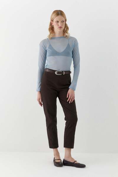 MARKALİSTE Pantaloni din Gabardina cu talie elastica maro