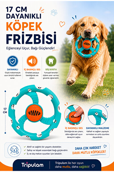 TRİPULAM 17 cm Dayanıklı Köpek Frizbisi – Orta ve Büyük Irklar İçin Sesli Diş...