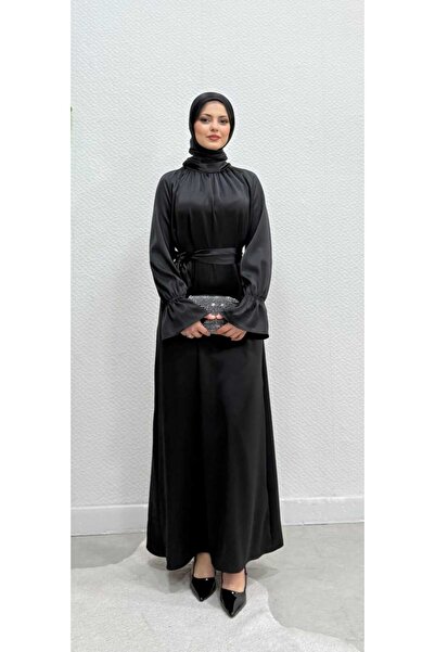 berfim butik Aura Saten Tesettür Abiye