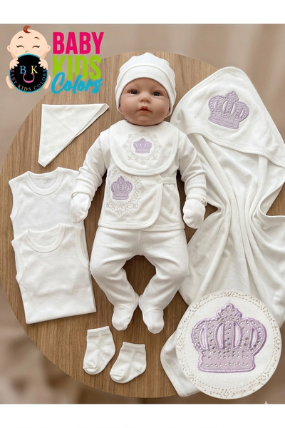 baby kids colors Hastahane çıkışı nakışlı taşlı 10 parça yeni doğan zıbın set