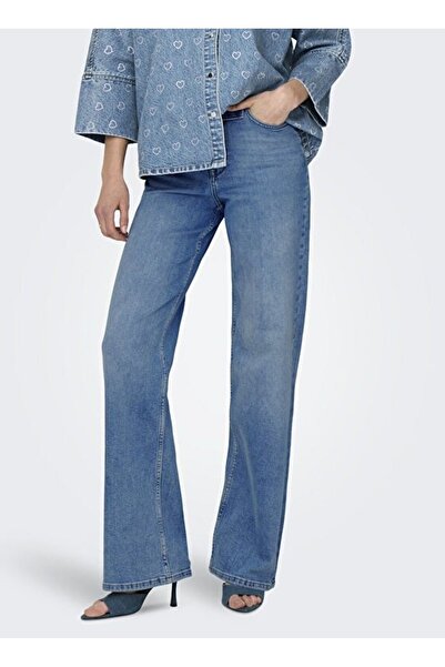 ONLY Yüksek Bel Geniş Paça Rahat Açık Mavi Kadın Denim Pantolon ONLHANNAH EX ...