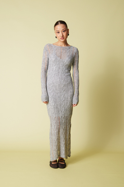 Nisan Hair Braided Long Knitwear Dress
