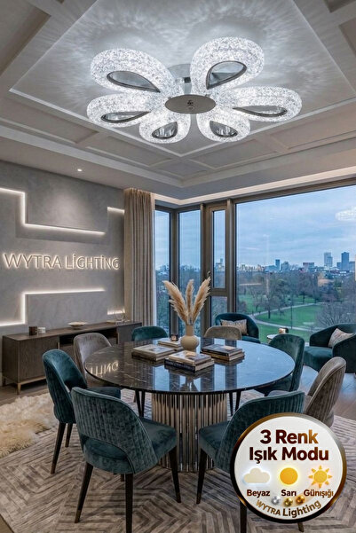Wytra Lighting Damla Model 6 "lı Gümüş 3 Renk Modu Ledli Modern Tavana sıfır ...