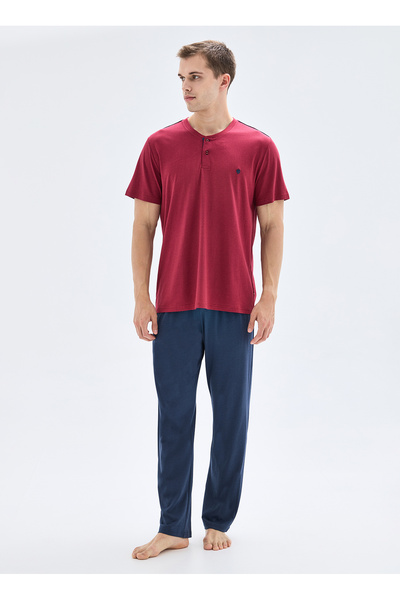 Blackspade Men's 3-Piece Pajama Set 40878 - Claret Red