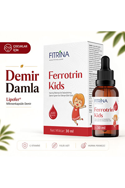 FITRİNA Ferrotrin Kids Çocuklar İçin Sıvı Demir Damla 30 ml Cam Şişe Lipofer®...