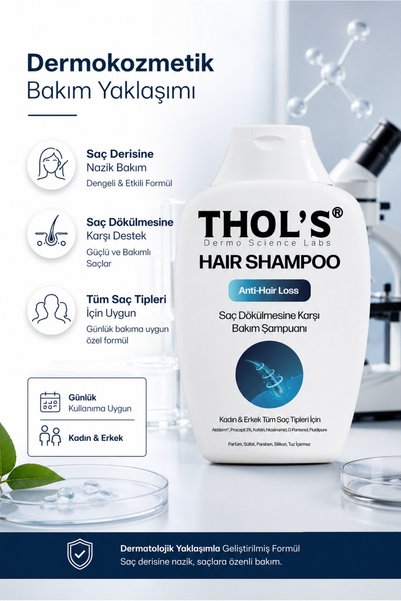 THOLS Anti-Hair Loss Shampoo 3% Procapil, Caffeine, Niacinamide Complex for All Hair Types 300 ml