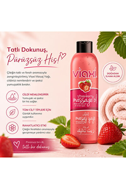 Viaxi Masaj Yağı Çilek Aromalı 177 ml.