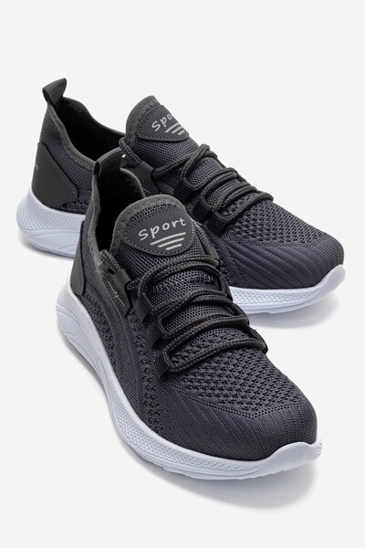 CCWAY AYAKKABI Tricotaj cu dungi laterale Pantofi sport pentru femei ALB FUMAT