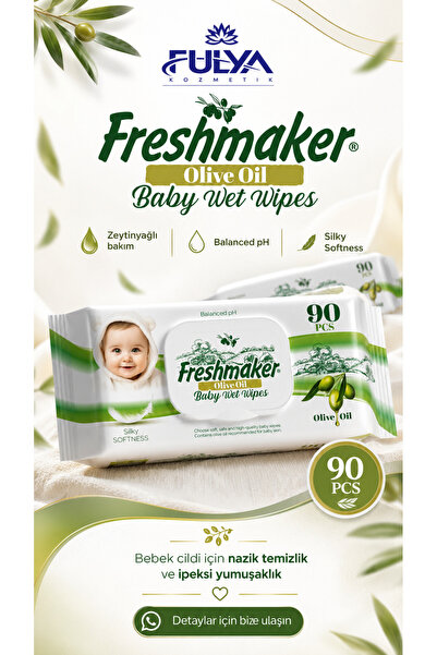 Freshmaker مناديل مبللة بزيت الزيتون مع غطاء للبشرة الحساسة