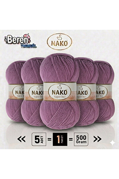 NAKO Super İnci - 569 Fir de tricotat trandafir închis la culoare - Pachet de...