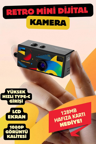 Nandy Home Mini Dijital Retro Kamera - Selfie Video Vlog Kamerası Mini Fotoğr...