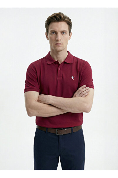 Fabrika Bordo Erkek Slim Fit Polo T-Shirt F5SM-TST 2779 N