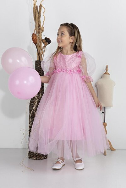 MİNİMONY Rochie de seara pentru fete, cu maneci bufante, pentru sarbatoare, b...
