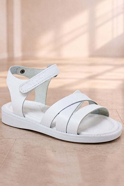 Artico Alexia Genuine Leather Vaketa White Girl's Baby Sandals