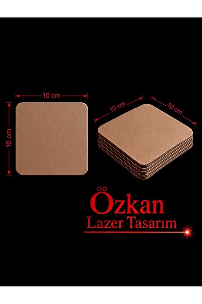 Özkan Lazer 20 Adet 10x10 Cm 3 Mm Ham Mdf Kare Lazer Kesim Supla Runner