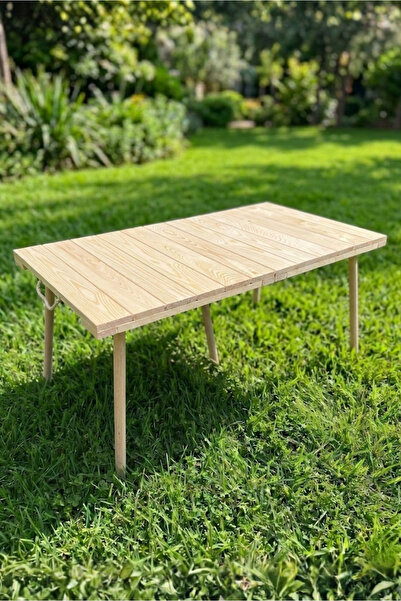 Wooden Factory Ahşap El Yapımı Katlanabilir Kamp Masası 50x100 cm Piknik Masa...