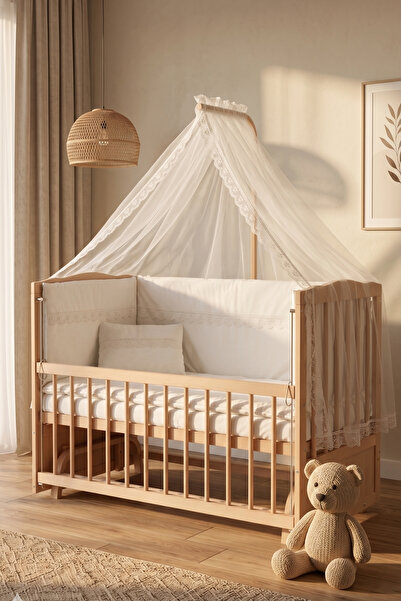 Bamgidoo Ahşap Anne Yanı Bebek Beşiği 60x120 Boyasız Portatif