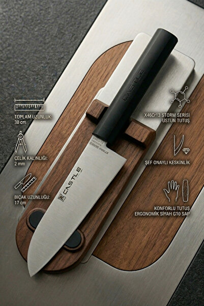 CASTLE KITCHEN Storm Serisi 4 lü Mutfak Bıçak Seti Et Ekmek Sebze Şef Bıçağı (MFT-9865)