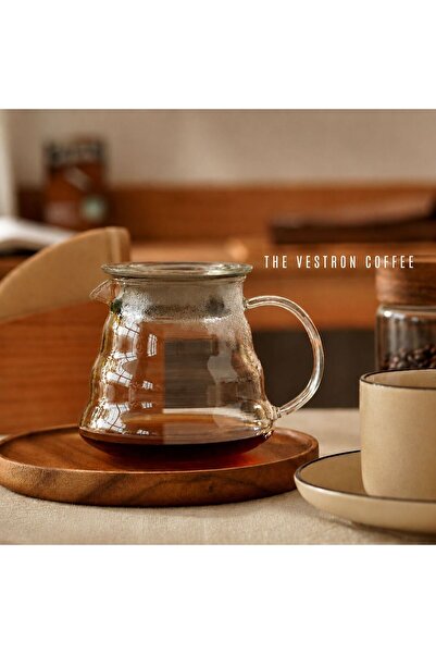 VESTRON Kahve Sürahisi Borosilikat Cam Coffee Server 600 ml