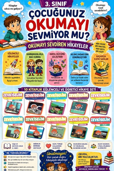 5 Renk Yayınları 3.Sınıf Okumayı Sevdiren 10 lu Hikaye Seti - 4 (48 sayfa)