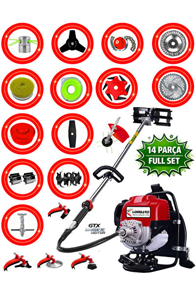 Cros LOMBARD İtalia L-1400 Gtx Motor 10 In 1 Sırt Tipi Ot Çim Biçme Tırpanı T...