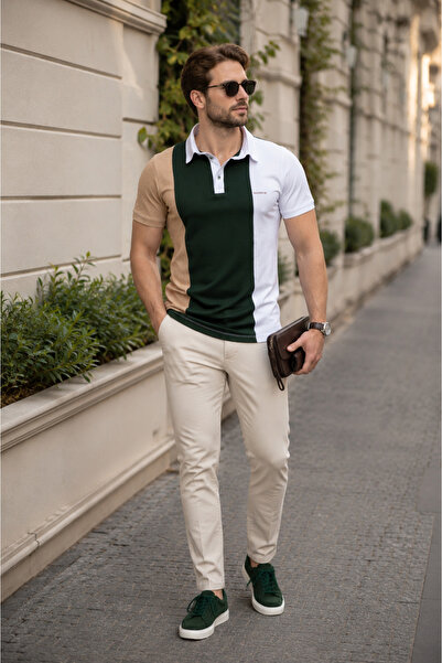 Erkek Slim Fit Polo Yaka Tişört Üç Parçalı Model Dar Kesim Yumuşak Dokulu Günlük Şık T-Shirt İnterlok Kumaş