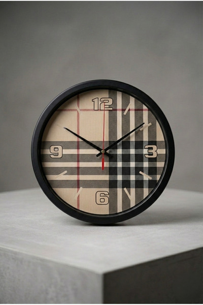 ESSEN DESİGN Premium Ekose Desenli Dekoratif Duvar Saati - 28 cm