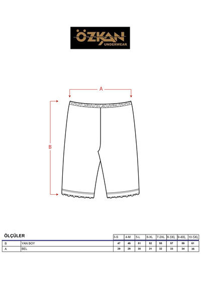 ÖZKAN underwear Özkan 0114 Women's 100% Cotton Mesh Model Ribbed Flexible Comfortable Fit Soft Long Above-Knee Short Tights