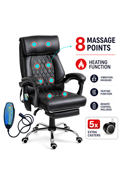Kdhome Scaun Birou Directorial Masaj OmniRelax, Incalzire, 2xSet Roti Silicon...
