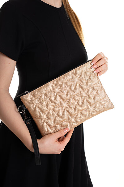 Newish Polo Kadın Yıldız Desenli Parlak Portföy & Clutch Çanta