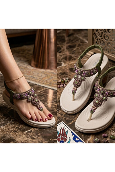 Deniz Terlik Sandale elegante cu pietre pentru femei | Sandale confortabile o...