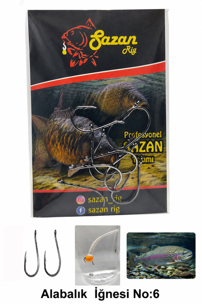 sr sazanrig Black Nikel Delikli Alabalık Olta İğnesi No:6 (10 Adet)