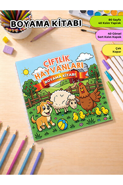 metafortoys Çiftlik Hayvanları Boyama Kitabı Cozy Book – 21x20 cm I 40 Görsel...