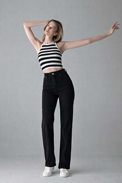 XRAY JEANS Pantaloni de damă wide-leg Black elastic Palazzo Denim