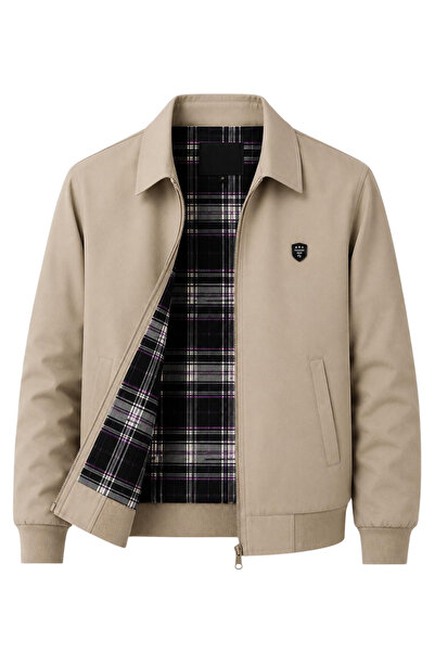 SİVAİST Men's Light Cream Regular Fit Bonded Fabric Classic Collar Seasonal &...