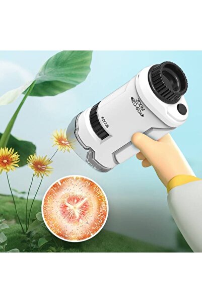 LRS STORE Çocuk Mikroskobu Pratik Taşınabilir El Mikroskop Kiti 60x120x