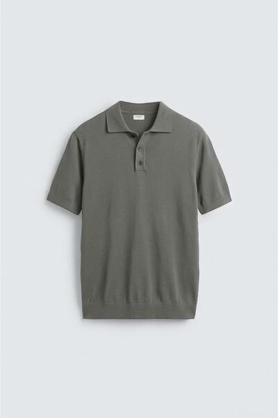 Antioch Haki Comfort Slim Polo Yaka Erkek Triko T-Shirt