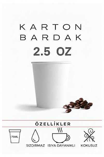 Karton Bardak 2.5 Oz (70-75 Ml) Karton Bardak, 100 Adet , Tadım Bardağı, Kahv...