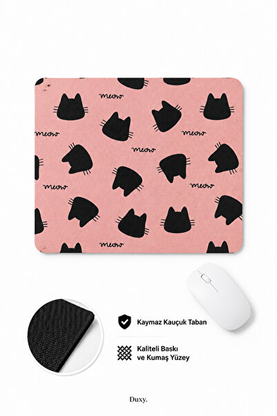 Duxy Kedi Desenli Mouse Pad, 23x19 cm, Kaymaz Taban, Ev, Ofis ve Oyun için Ra...