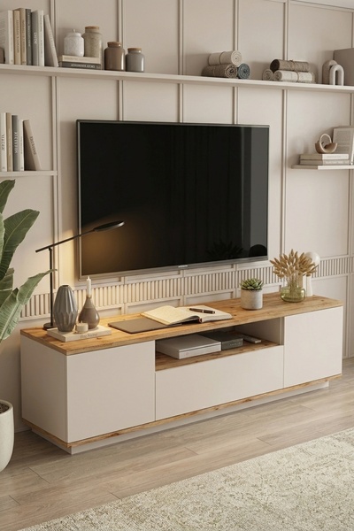 Yurupa Aven Tv Ünitesi Tv Sehpası Kapaklı 180cm Çam-Kaşmir AVE7-AKA