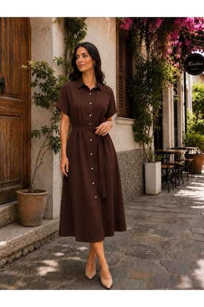 Wise&Go Store Kadın Yazlık Pamuklu Rahat Kalıp Keten Elbise ( 1 BEDEN KÜÇÜK A...