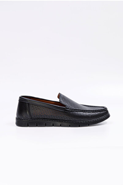 Vantaggio Quest Black Genuine Leather Men's Comfort Shoes