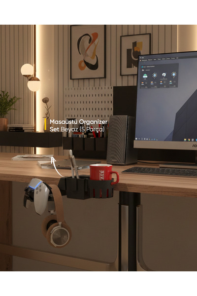 SMİLESEPET MASA ÜSTÜ DÜZENLEYİCİ ORGANİZATÖR SET 1 KALEMLİK BARDAKLIK PC KOL ...