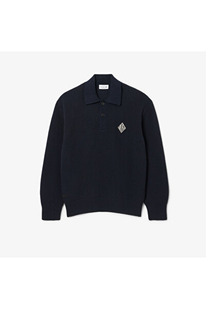 Lacoste كنزة بياقة بولو مضلعة مزينة بشعار لؤلؤي - AH0612-00-350