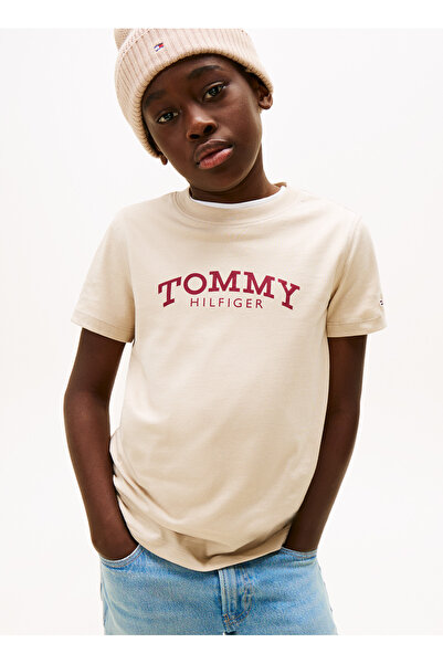 Tommy Hilfiger Monotype Print Graphic Çocuk Bej T-Shirt